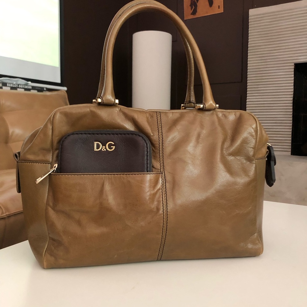 D&G Brown-tan leather Boston bag